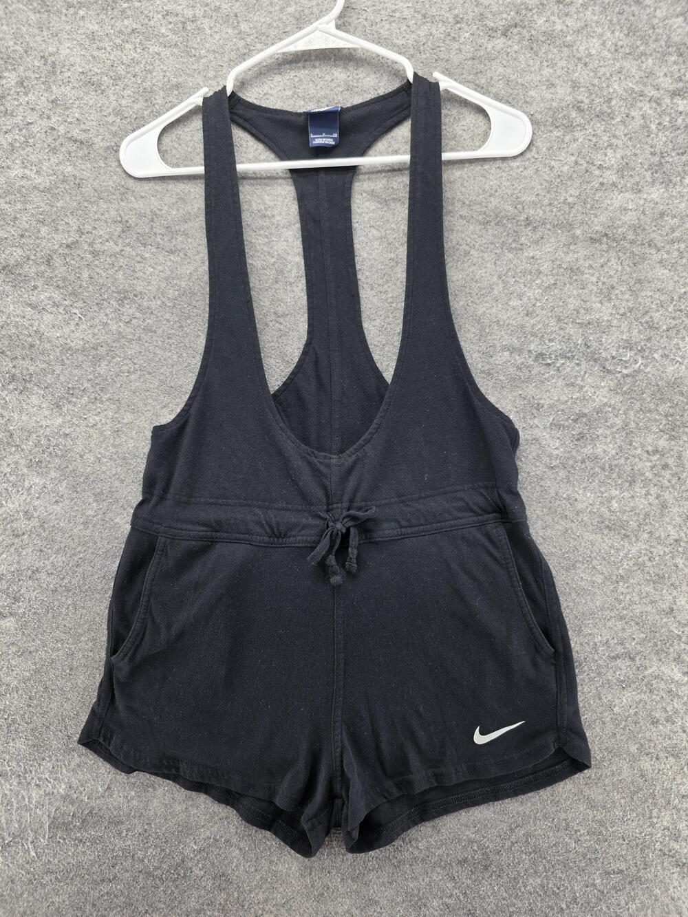 Nike Romper Womens S Black Scoop Neck Sleeveless Drawstring Pockets 644669-010